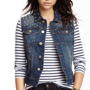 ROMEO & JULIET COUTURE STUDDED DENIM VEST SIZE L